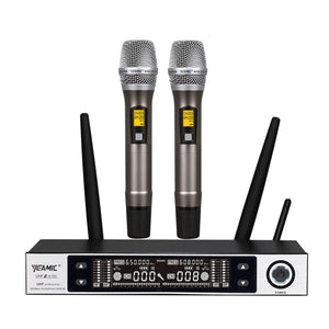 A100H22 UHF fully Intelligent handheld wireless microphone system for stage performance(one receiver for two mics)