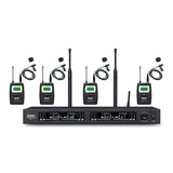 A500B8M05 UHF fully Intelligent lavalier wireless microphone system (one receiver for four mics plus  four waist pack transmitters)