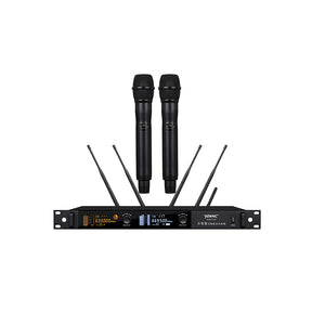 A700H33 UHF fully intelligent handheld wireless microphone system for stage performance(super true diversity system,one receiver for two metal mics)